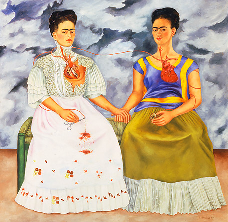 "Frida Kahlo. The Two Fridas", 1939, oil on canvas, 5’9″ x 5’9″. Museum of Modern Art, Mexico City. Fair use, en.wikipedia.org "Frida Kahlo. The Two Fridas", 1939, oil on canvas, 5’9″ x 5’9″. Museum of Modern Art, Mexico City. Fair use, en.wikipedia.org