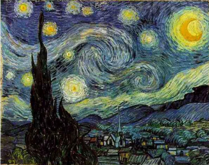The Starry Night by Vincent van Gogh. Oil on canvas, 28.7" x 36.2". Created in 1889. Photo: Public domain.