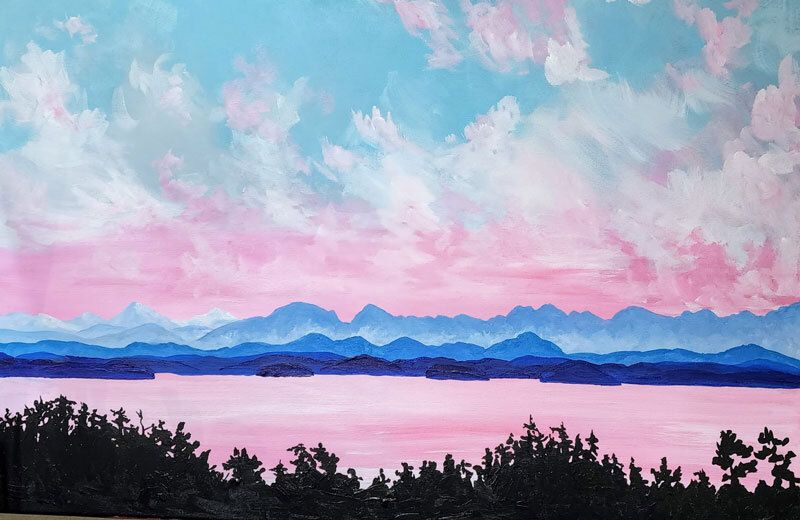 Glorious Spring", acrylic on canvas, 24″ x 36″.