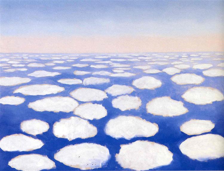 Above the Clouds I, from the series Sky Above Clouds, by Georgia O'Keeffe, oil painting. Created in 1962 - 1963. Style: Precisionism. Photo: Fair Use via wikiart.org