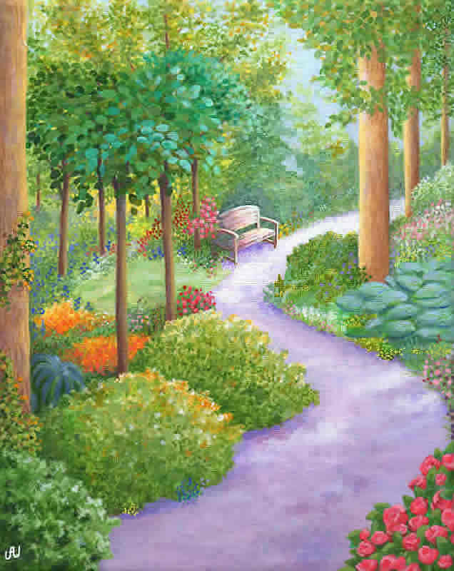 Julia Underwood, The Lilac Path, Rest Awhile, acrylic