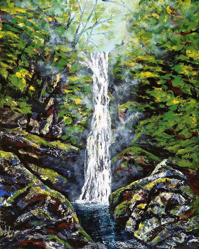 Peter N. Van Giesen, Lush Living Waterfall, acrylic, 24" x 30"