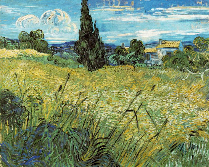 Vincent van Gogh, Green Wheat Field with Cypress, oil on canvas, 29" x 36-1/2", Narodni Galerie, Prague, Czech Republic. Photo: Public Domain.