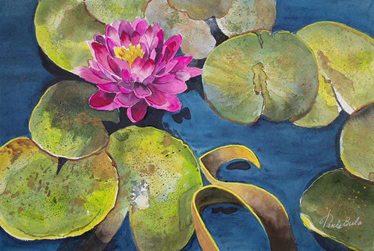 Water Lilies, watercolor, 12x18 by Tanis Bula