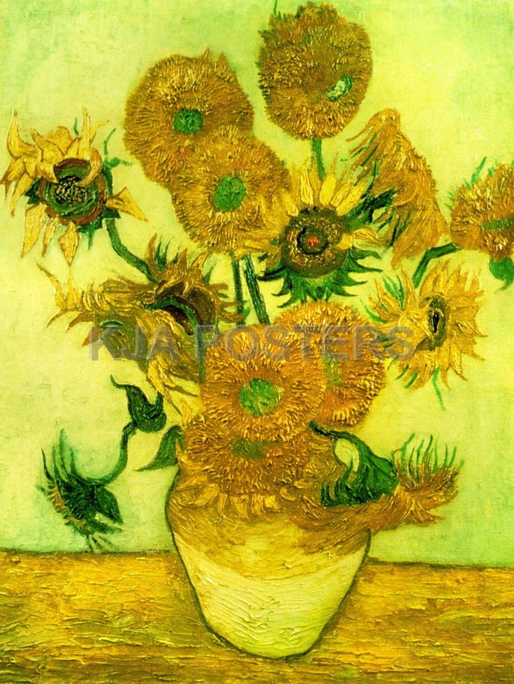 Vincent van Gogh, Still Life: Vase with Fourteen Sunflowers, Created in 1888. Oil on canvas, 36.2" x 28.7". Location: National Gallery, London. Photo: Public Domain in the U.S. 