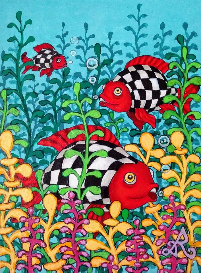 painting of colorful fish