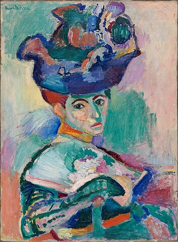 Henri Matisse , Woman With A Hat, (Femme au chapeau), oil on canvas, 80.56 cm x 59.69 cm, created in 1905. Currently in San Francisco Museum of Modern Art. Photo: Public domain in the U.S.