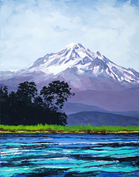 Peter N. Van Giesen Mount Baker Twilight from Tumbo Island, acrylic on canvas 18" x 24" 