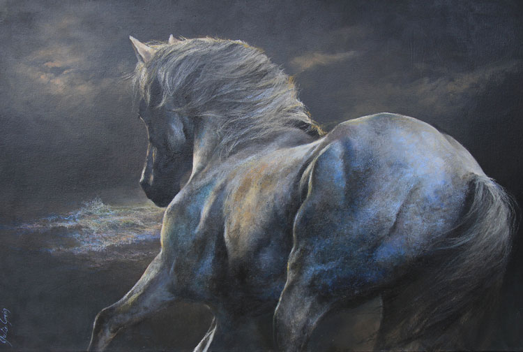 Neptune, pastel of a horse by Julie Greig