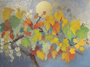 SHIMMERING SEPTEMBER, OIL AND METAL LEAF ON CANVAS, 36″ X 48″