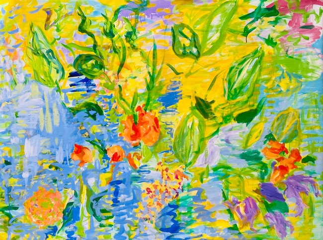 colorful pond painting by Nancy Natow-Cassidy