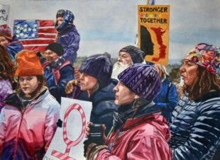 Valerie Patterson, Women's March, watercolor 27"x35"