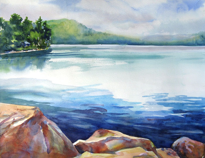 July Calm, Watercolor, 17H x 21W by Claudia Michael