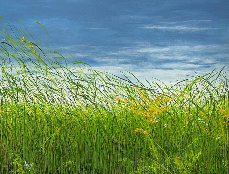 Dancing in the Breeze, acrylic on canvas, 32” x 39”. This painting was selected for the Healing Power of Color exhibition