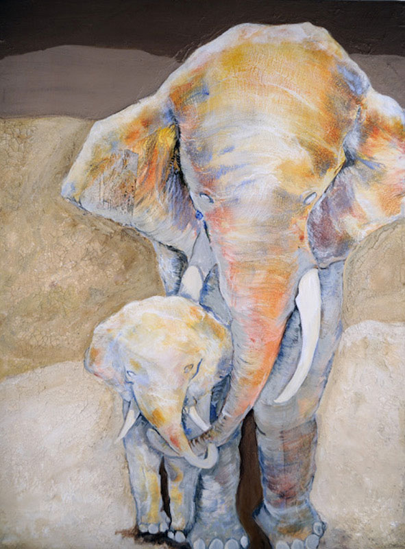 96 Elephants, acrylic, 48" x 36"
