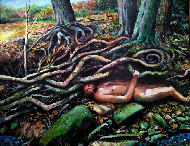 David Burke, Rootman, acrylic on canvas, 24x30
