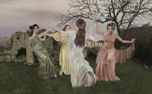 The Forgotten Women of the Nikšić Ruins Paintings, 63" x 39..4" by Romeo Varga