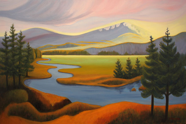 Twilight in Rocky Mountain National Park, oil, 24" x 36"