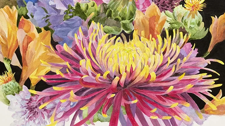 Amazing Blooming Flowers, watercolor, 20" x 20"