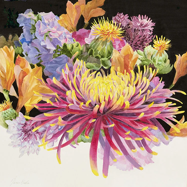 Amazing Blooming Flowers, watercolor, 20" x 20"