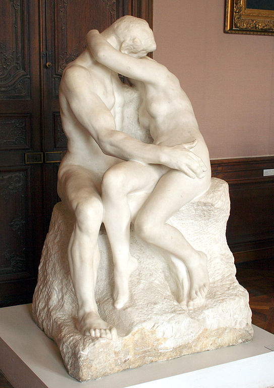 The Kiss, marble, 44.3″ × 46″, Musée Rodin, Paris. Photo: Public domain.