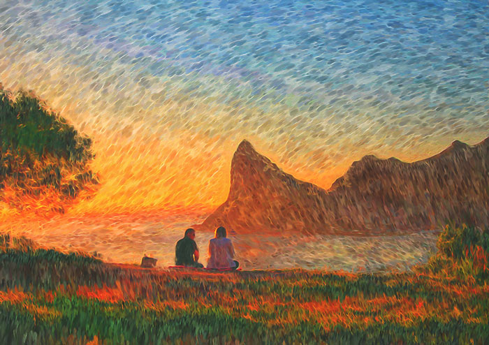 Love in Hout Bay, acrylic on canvas, 33.1" x 23.3" 