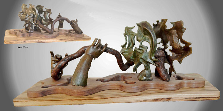 Patrick Fleming, Shamons Portal, bronze ivy walnut zebra, 23" x 9" x 9" 