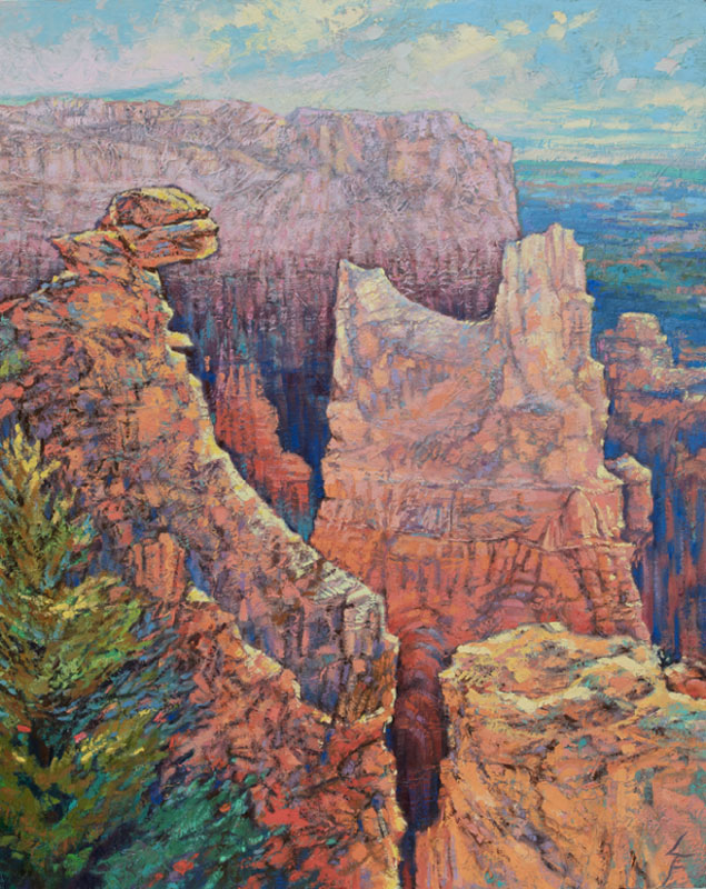 Hoodoos Rock Bryce Canyon, oil and cold wax on linen, 30″ x 24″