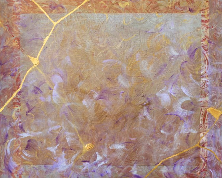 "Free Spirit", from the "Alchemy of Renewal" series. Medium: Acrylic & 23kt Gold Leaf on Wood Panel, Size: 61 x 76cm