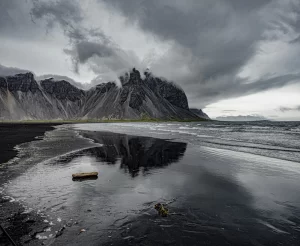 Vestrahorn Mountain and Reflection, photography, available in various sizes
