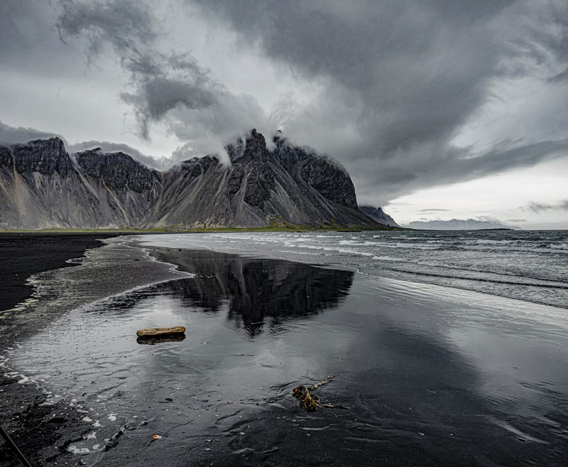 Vestrahorn Mountain and Reflection, photography, available in various sizes