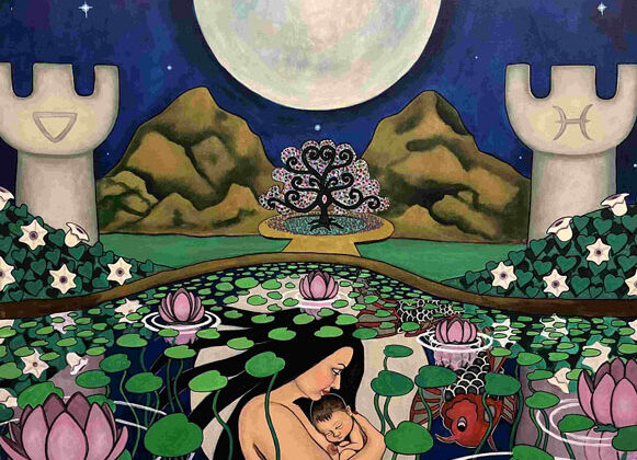 Moon in Pisces, acrylic on canvas, 40" x 30"