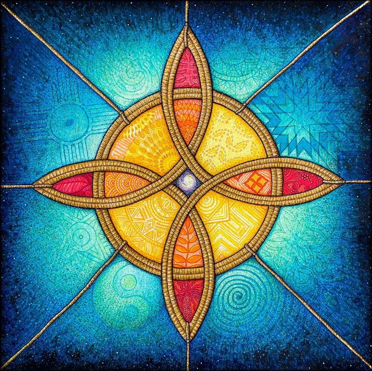 Celtic Abundance Knot: Infinity of Blessings, ink and acrylic on watercolor paper, 18” x 18” 