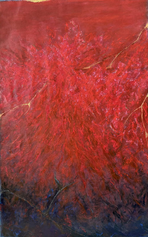 Rajul-Rebirth Acrylic on Linen, 43.3 x 68