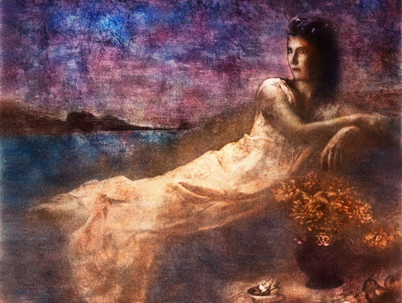JUST A DREAM, mixed media/ oil printing/lithograpgy inks, 20" x 24"