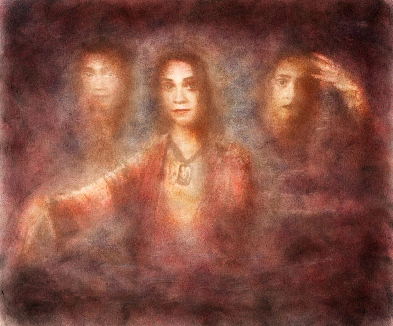 OUT OF HIDING, mixed media/ oil printing/lithograpgy inks, 20" x 24"