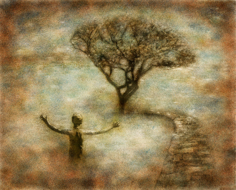 THE TREE OF LIFE, oil printing/mixed media, 24″ x 20″