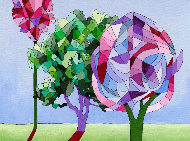 Dialogue of the Trees, acrylic on canvas. 36" x 48" from Guimond's Mauve Hour series