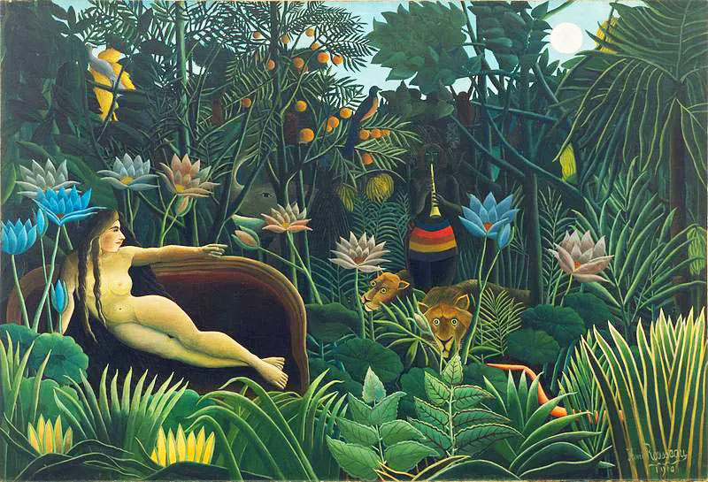 Henri Rousseau, The Dream (1910). Oil on canvas, 204.5 x 298.5 cm (80.5 x 117.5 in). Museum of Modern Art, New York City. Photo: Public Domain