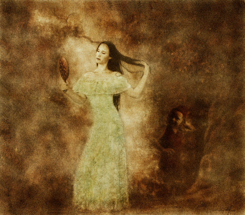 Self-Introspection, mixed media, oil printing, lithography inks, 24" x 20"