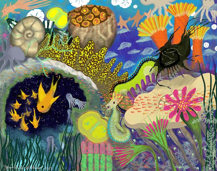 A Bright Sea, digital drawing (Procreate). 24 x 19 inches