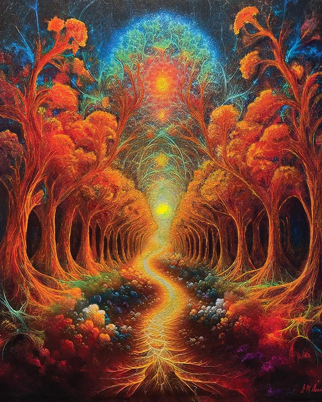 Pathway to Eternity, Fractal Impressionism, acrylic on canvas, 16.5" x 23.4"