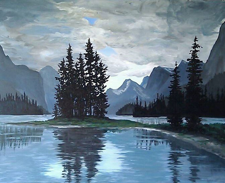 Mystic Mountains, Moraine Lake acrylic 30x40