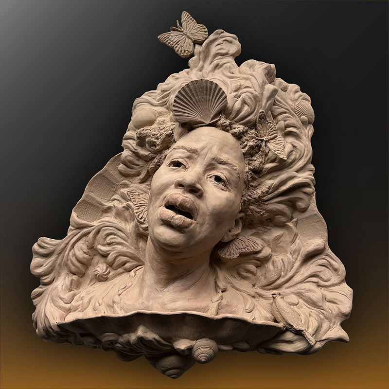 Ebb And Flow, clay for bronze, 15” x 26” x 7”