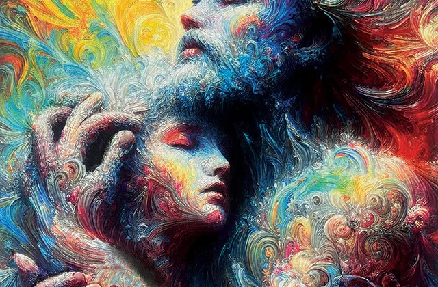 The Embrace, Fractal Impressionism, acrylic on canvas, 31.5" x 39.4"