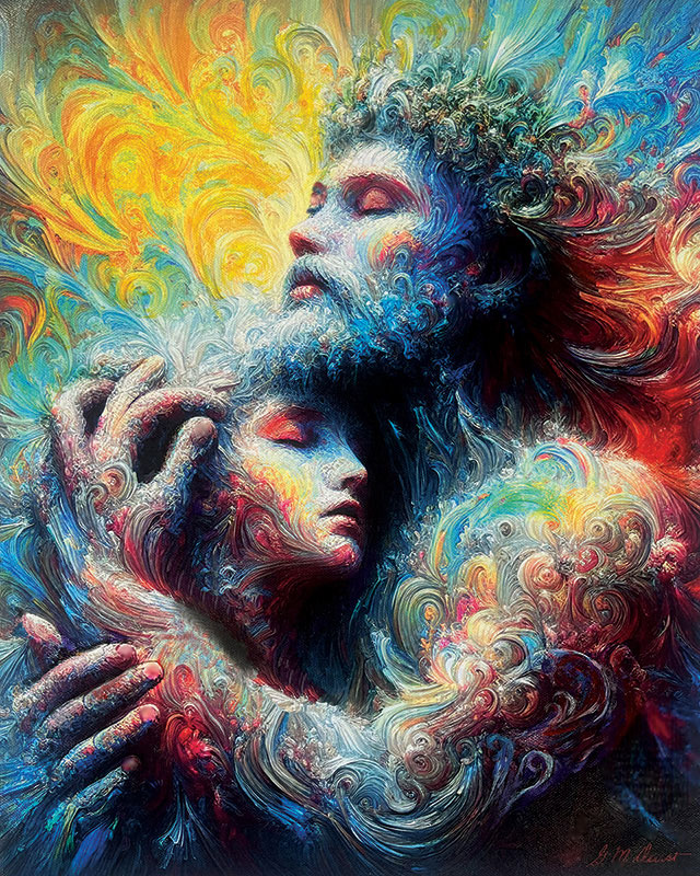 The Embrace, Fractal Impressionism, acrylic on canvas, 31.5" x 39.4"