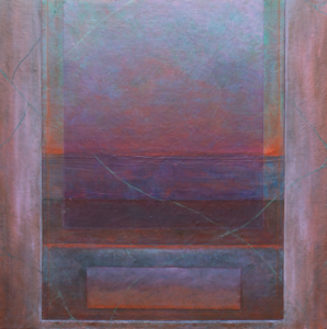 Reflections in Purple, mixed media on wood, 30” x 30”