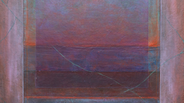 Reflections in Purple, mixed media on wood, 30” x 30”