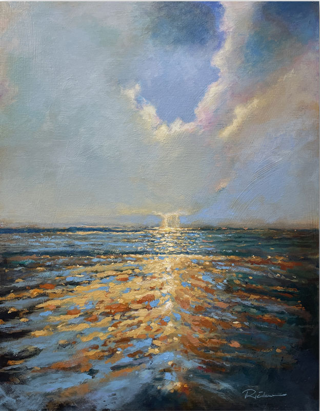 Rain dance on the Gulf, acrylic, 22" x 28"