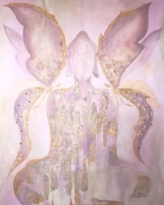 Golden Whispers of The Soul, mixed media, 48″ x 60″